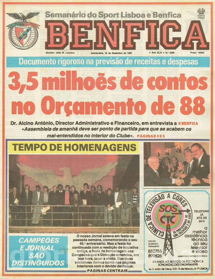 jornal o benfica 2355 1987-12-10